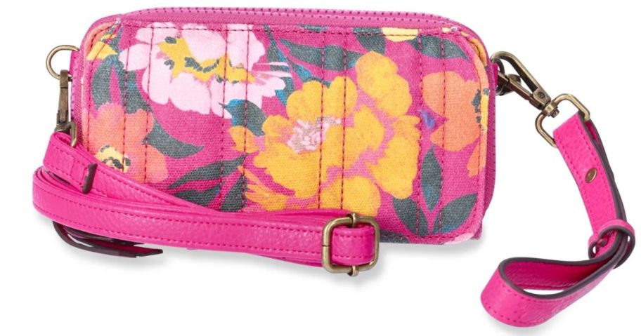 a pink floral belt bag