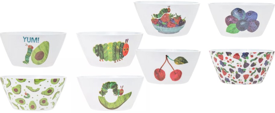 8 The Very Hungry Caterpillar printed cereal bowls