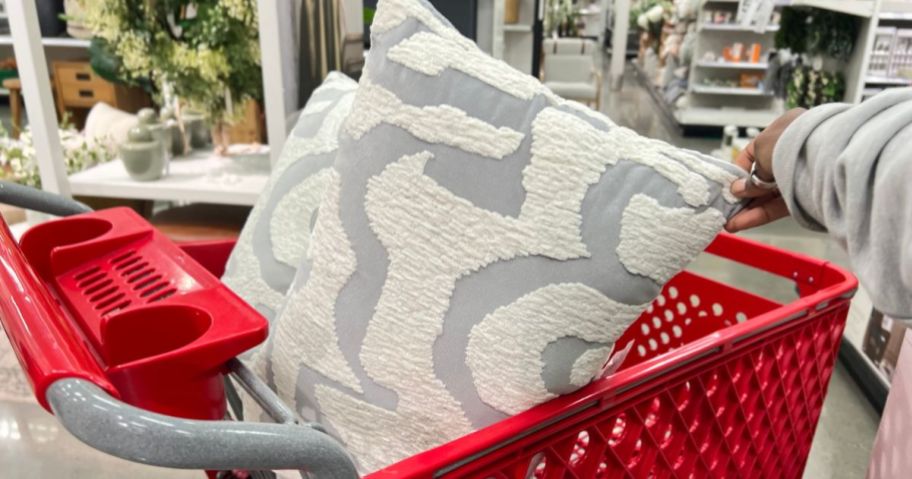 Throw Pillows in a Target Shopping Cart