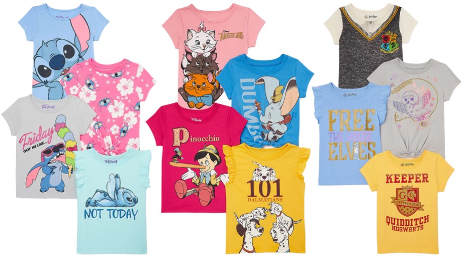 Toddler Girls 4-Pack Character Tee Sets