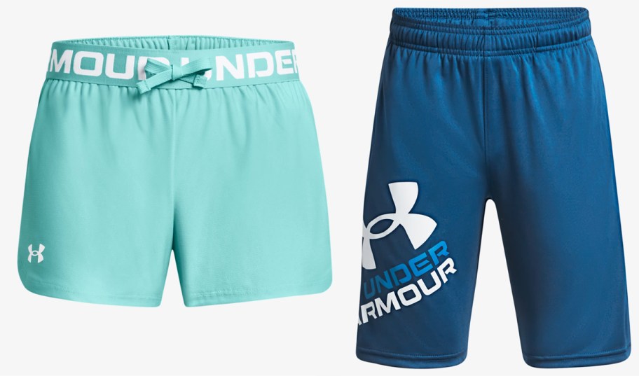 green and blue under armour kids shorts