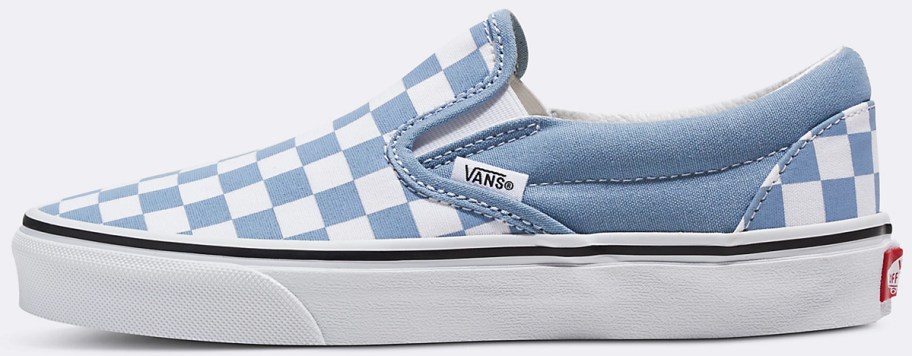 blue and white checkerboard slip-on sneaker