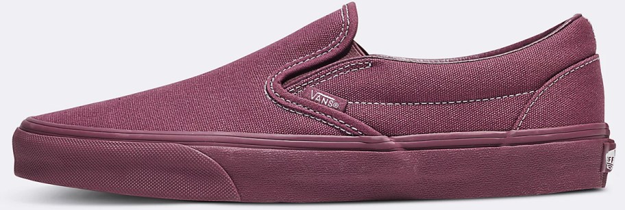 reddish purple sneaker with matching rubber sole