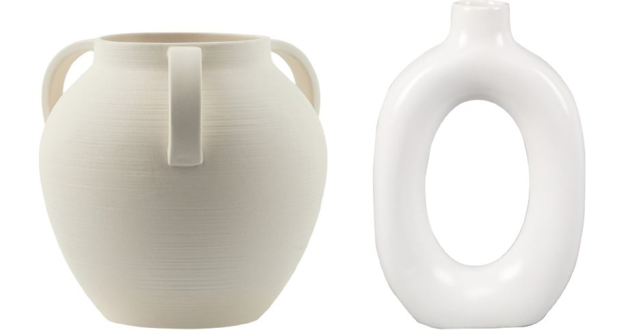 Walmart beige and white vase