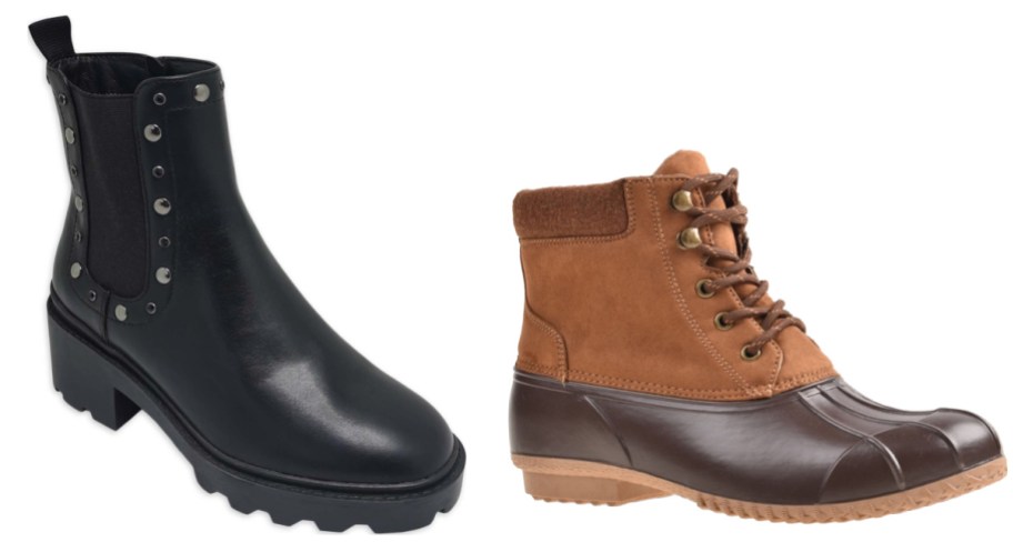 Walmart clearance boots in black and brown