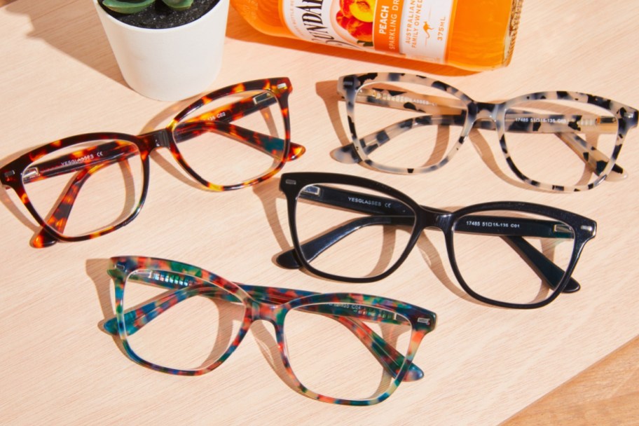 many pairs of clear eyeglasses