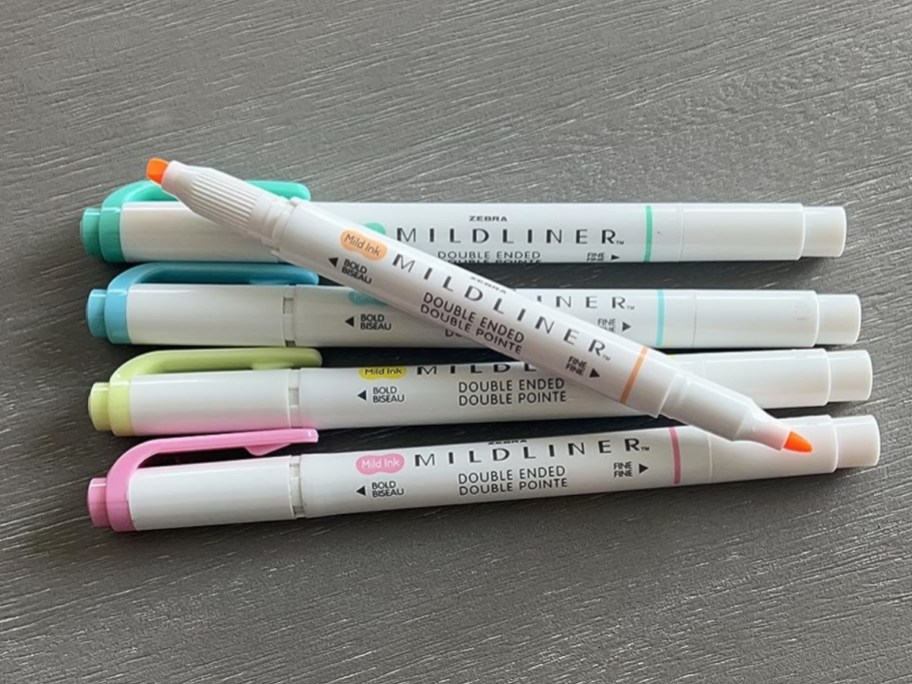 Zebra Pen Midliner Double-Ended Highlighter Set Fluorescent 5-Pack