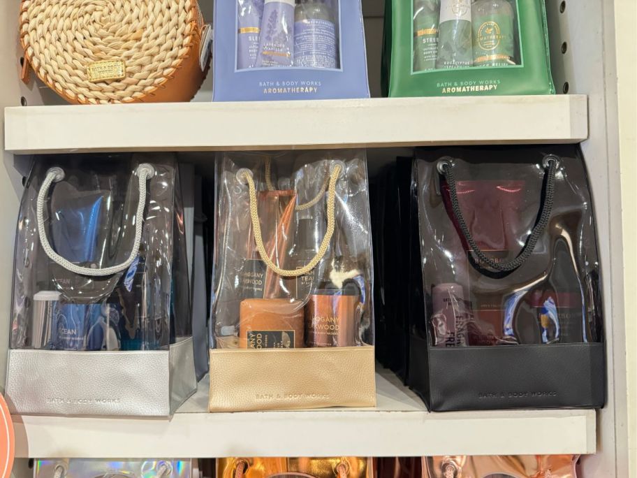 bath and body works gift sets on display in store