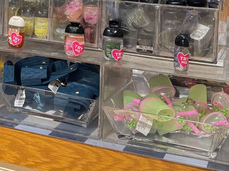 bath and body works pocket bac holders on display in store