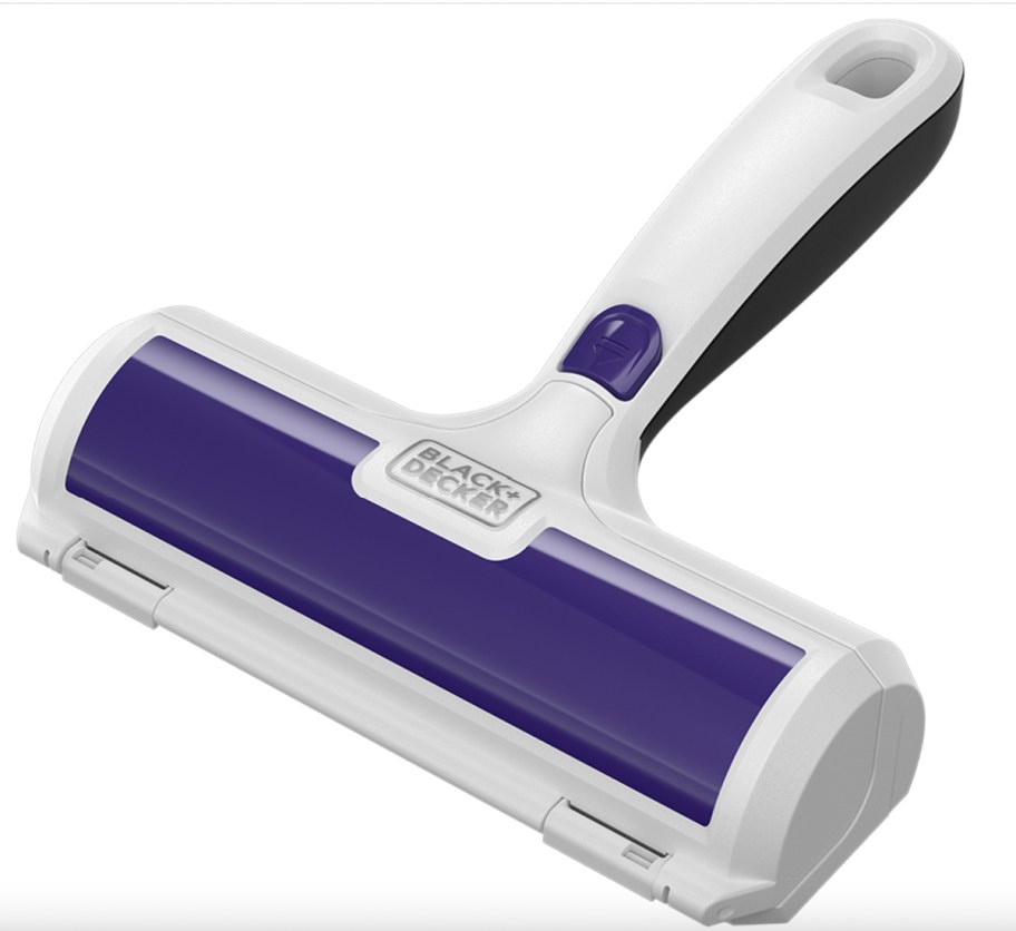 white and purple pet hair roller