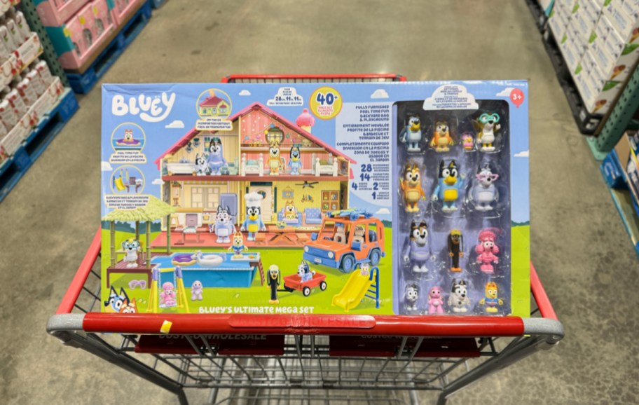 bluey ultimate mega playset in a costco shopping cart