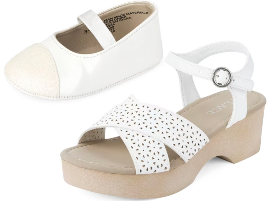 white slip on baby shoes and white girls sandals 