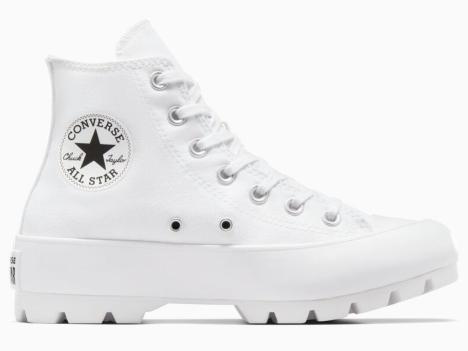 one white Chuck Taylor lugged platform chunky sole shoe in white