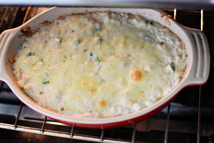 crab dip in the oven after baking