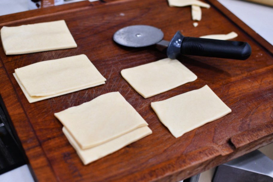 cutting pie crusts into rectangles