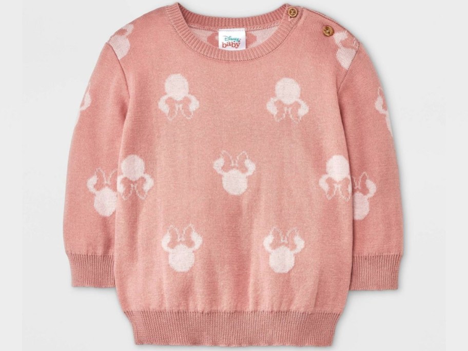 pink and white minnie mouse sweater