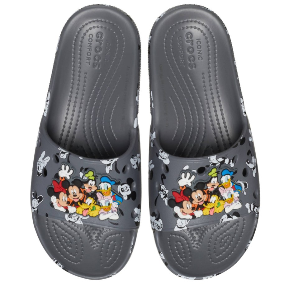 black mickey mouse slide sandals