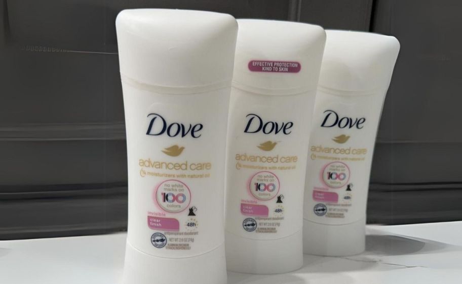 three dove advanced care clear finish deodorants
