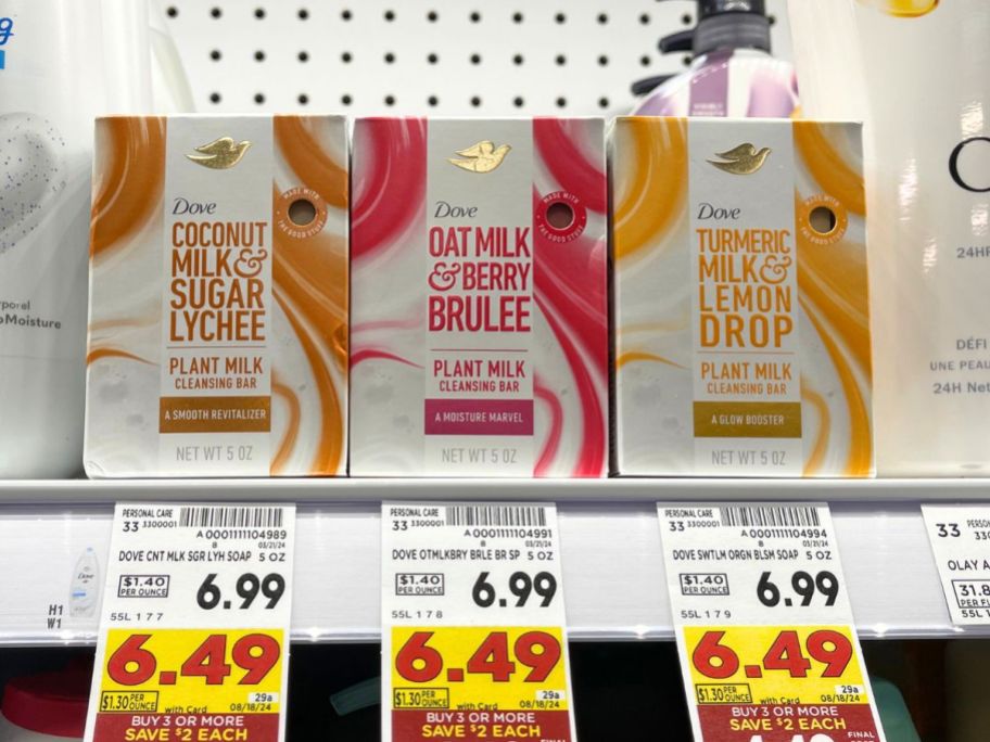 dove plant milk soap bars on shelf