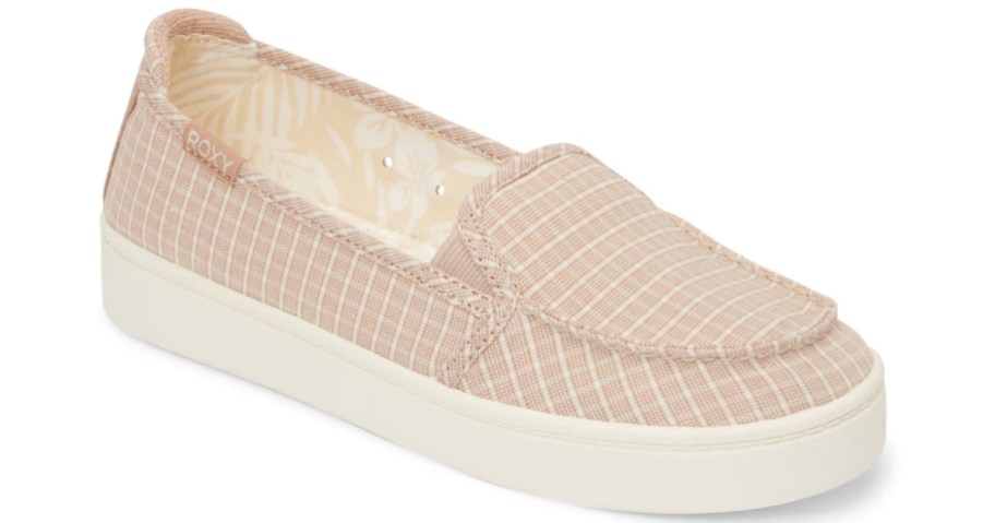 pink and white women's slip in shoe