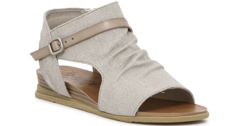 grey and tan women's sandal