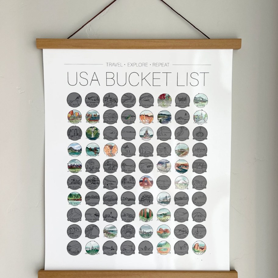 scratch off bucket list hanging poster