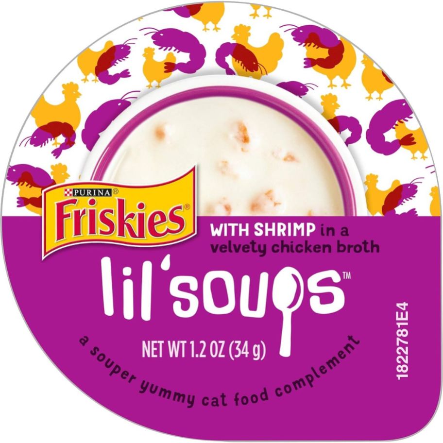 one friskies lil soups container on a white background