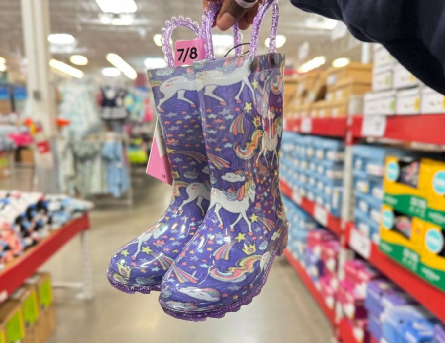 girls unicorn light up rain boots