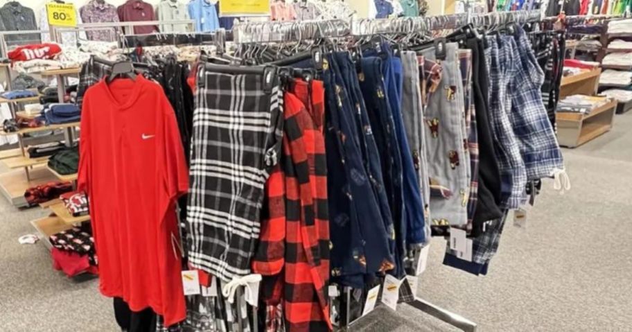 guys pajamas on rack in store