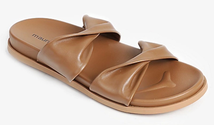 brown leather two band sandals