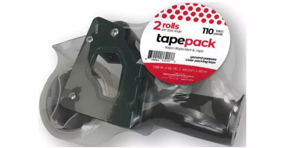 tape gun with 2 rolls of tape in packaging