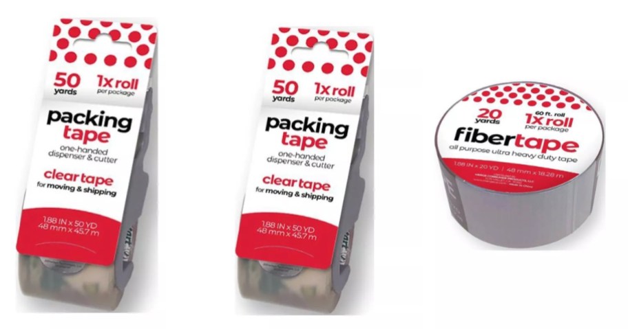packing tape on rolls in packaging and fiber packing tape