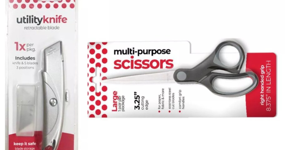 utility knife and scissors in packaging