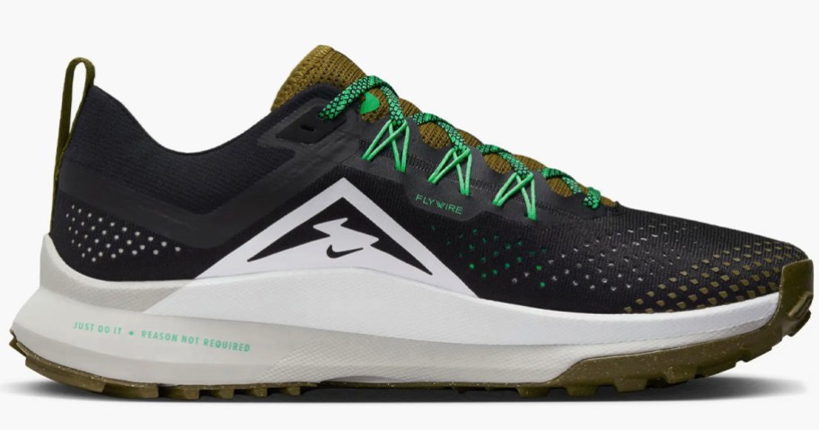 stock image of green and black running shoe