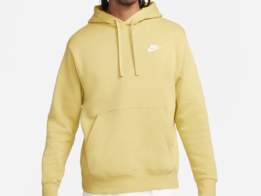 man wearing yellow hoodie