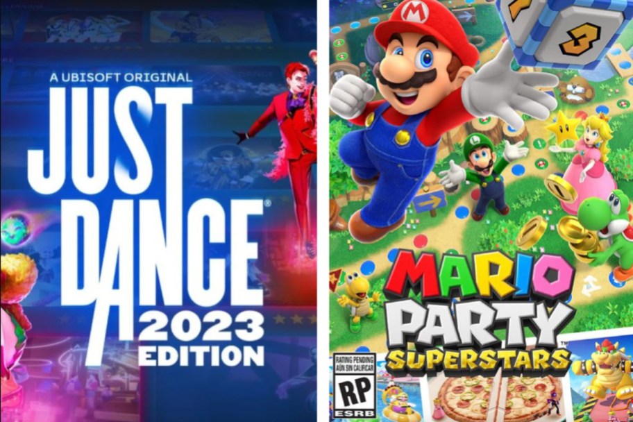 just dance 2023 and mario party video games