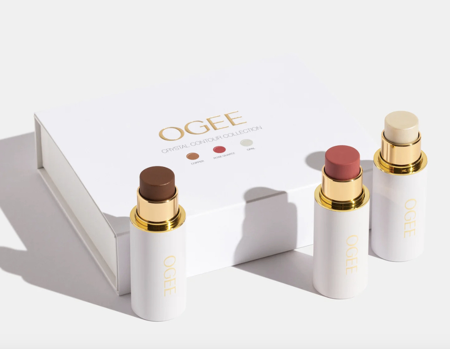 stock photo of ogee makeup with box on white background