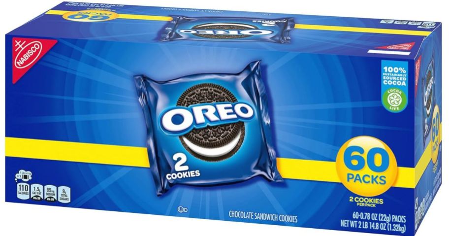 Stock image of a 60-count box of Oreo Cookie twinpacks