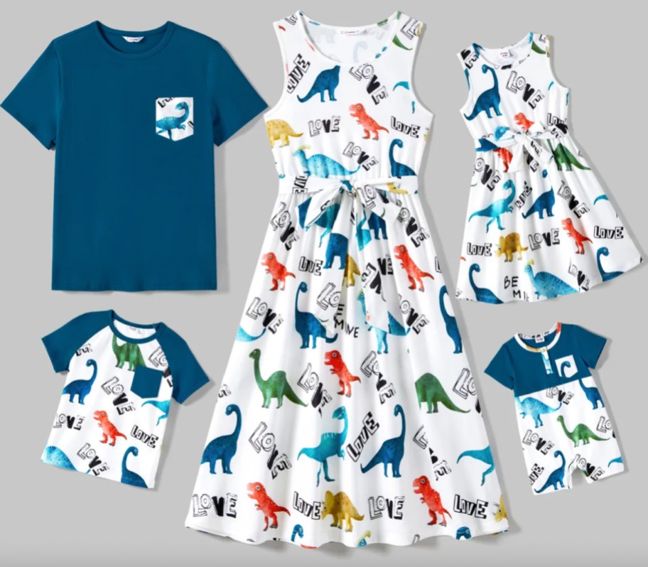 family dinosaur print matching outfits