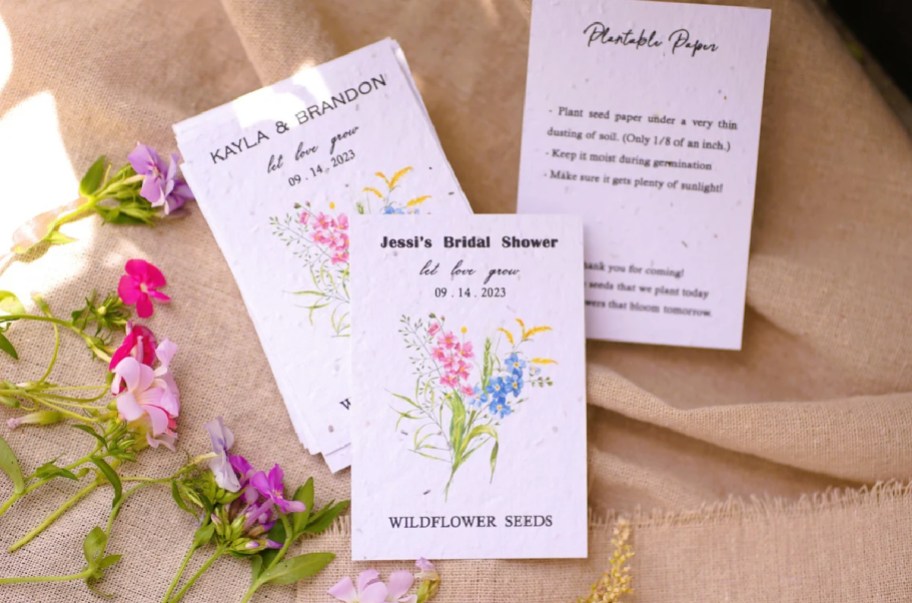 wildflower seed plantable paper favors for weddings or parties