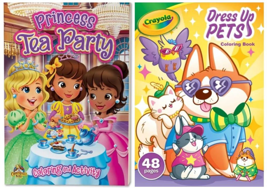 princess tea party and animal dressup coloring books