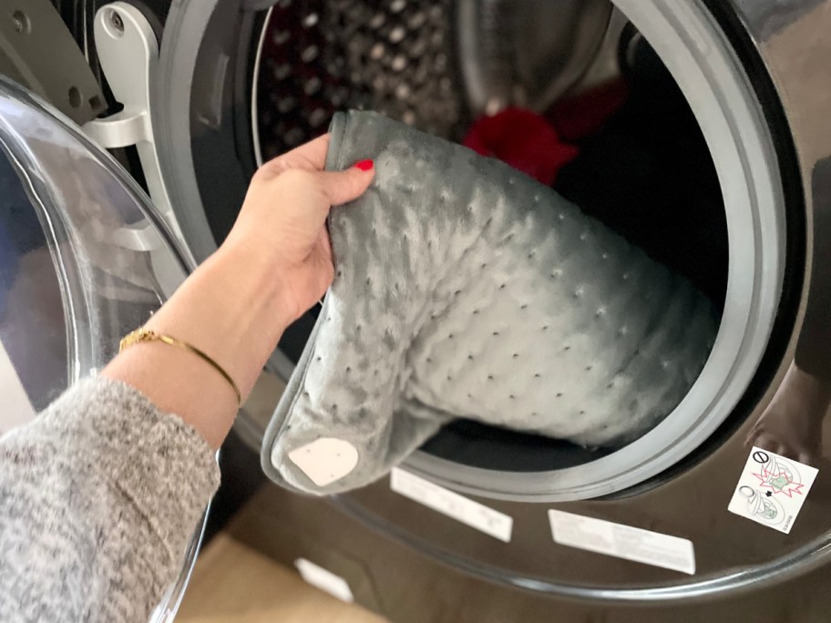 putting heating pad inside of washer