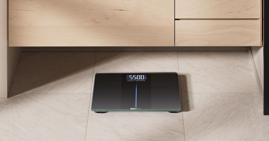 digital scale on floor