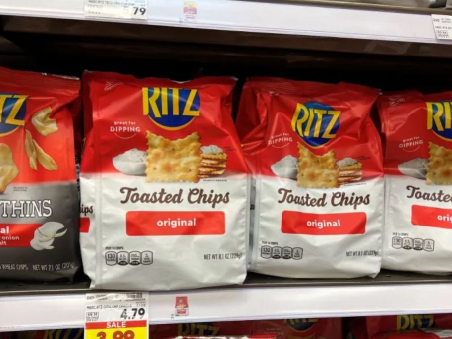 ritz toasted chips on shelf at store