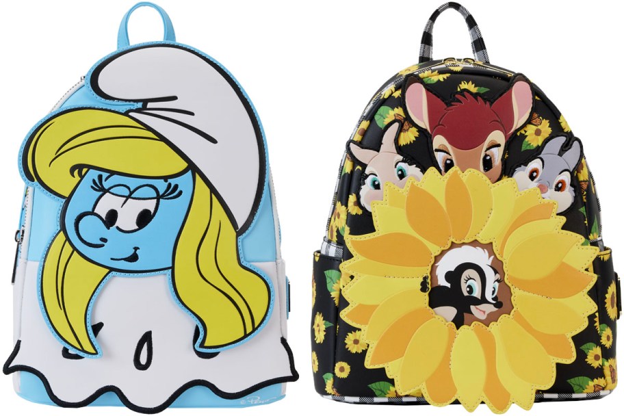 smurf and bambi loungefly backpack stock images