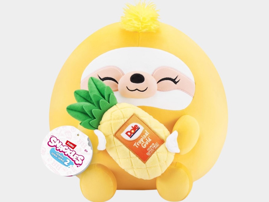 Snackles plush Sloth with a plush Dole Pineapple