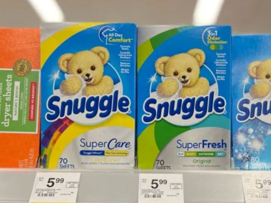 snuggle 70 count on shelf at store