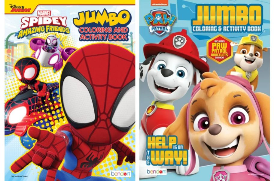 spiderman and paw patrol jumbo coloring books