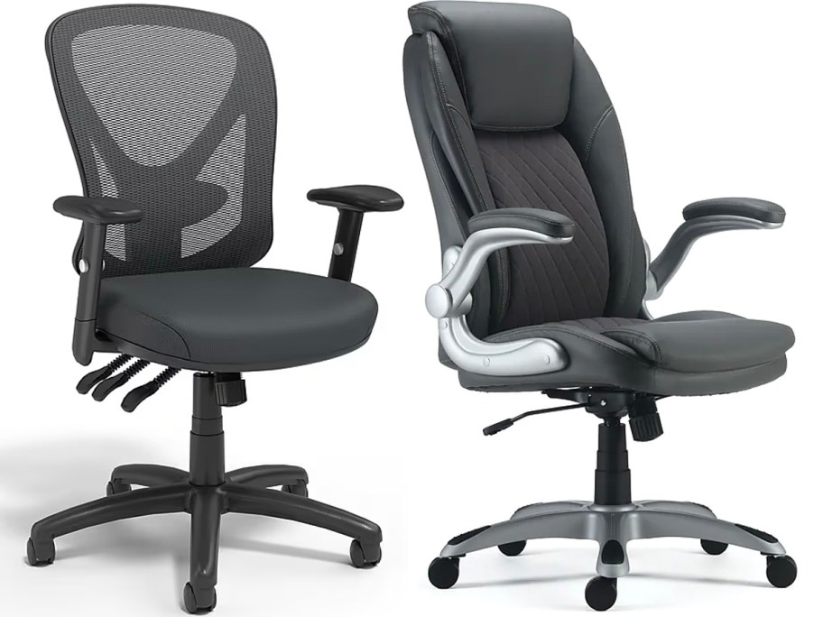 two black office chairs