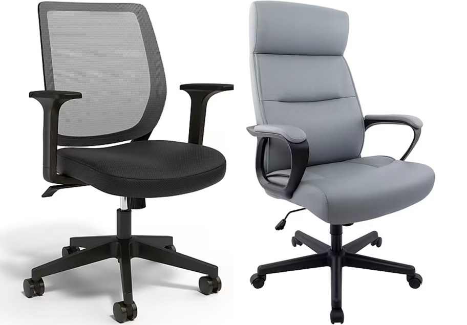 black and gray office chairs